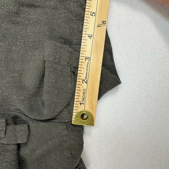 Allie Rose Belted Linen Shorts Womens Size M Elastic Waist Pockets Smoke Green - Picture 5 of 10